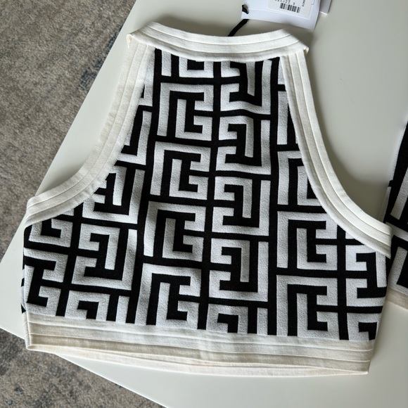 Balmain monogram cropped knitted top and skirt - Picture 7 of 12